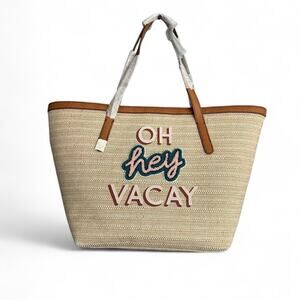 Fossil Oh Hey Vacay Tote Bag New Summer Travel Beach Canvas shoulder Bag